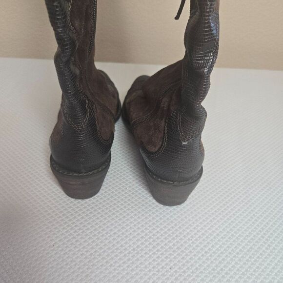 Franco Sarto Brown Suede Leather Western Boots Womens Size 5.5 - Picture 5 of 10